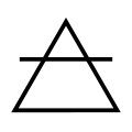 alchemical air symbol, upright triangle with a line passing horizontally along the upper third of the triangle,